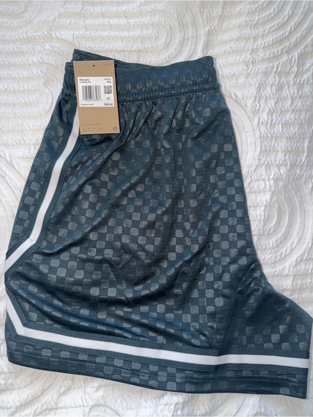 Nike Black Checkered Running Shorts with White Accent - Picture 3 of 3